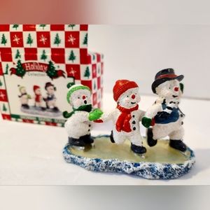 NIB Holiday Collection Snowman Skating Scene Christmas Decor Figurines